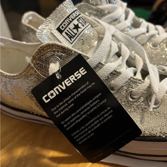 Converse Shimmering Silver Low-Tops - Picture 3 of 7